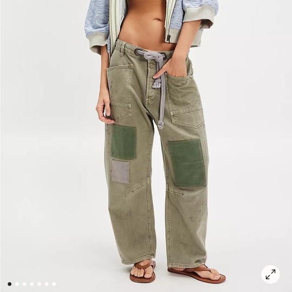 Free People Denim - We The Free Free People Moxie Pull-On Barrel Jeans - Army Green